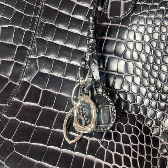 Oscar de la Renta Black Crocodile-Embossed Tote - Picture 2 of 16